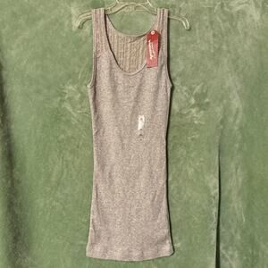 NWT Arizona Jean Co. Gray Lace Ribbed Tank Top XS